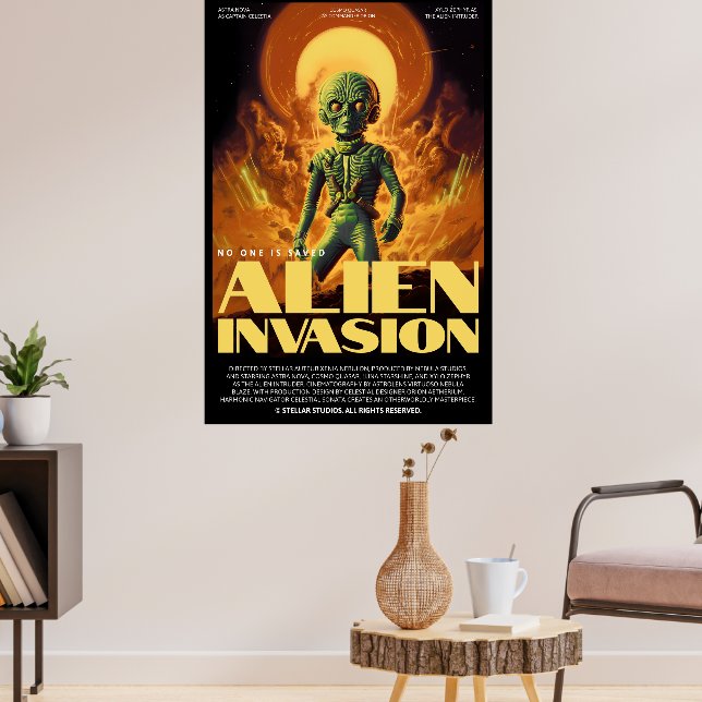 Retro Alien Sci-Fi Film Inspirerad Väggposter Poster (Vardagsrum 3)