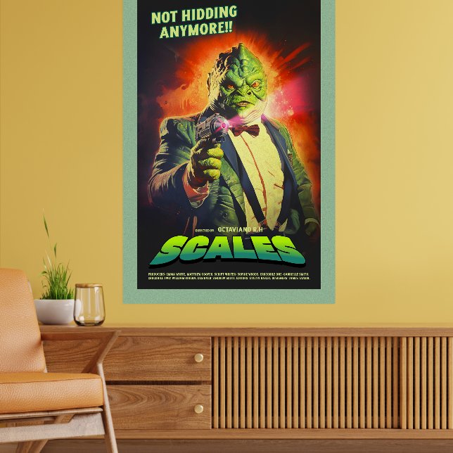 Retro Alien Sci-Fi Movie Inspired Wall Poster (Vardagsrum 2)