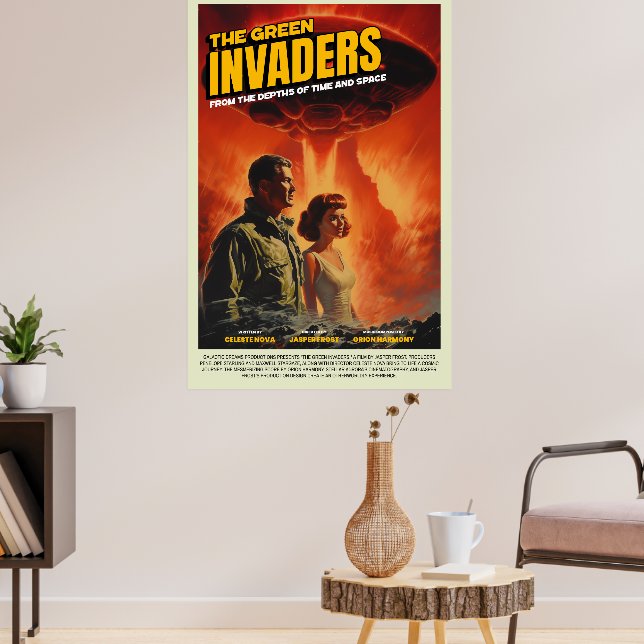 Retro Alien Sci-Fi Movie Inspired Wall Poster (Vardagsrum 3)