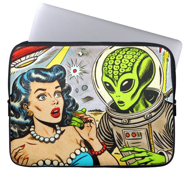 Retro Alien Science fiction Tecknader Laptop Fodral (Framsidan)