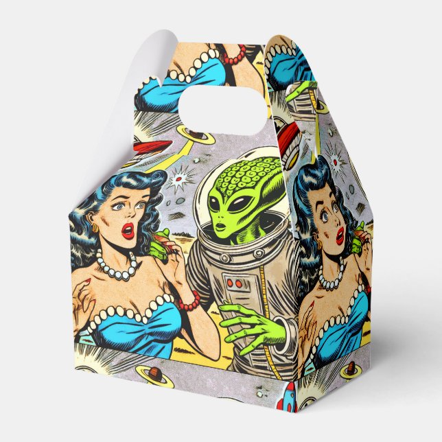 Retro Alien Science fiction Tecknader Presentaskar (Framsidan Sidan)