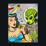 Retro Alien Science fiction Tecknader Vykort<br><div class="desc">Retro Alien Science fiction Tecknader</div>