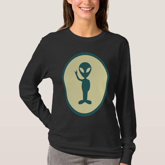 Retro Alien Vintage UFO T Shirt (Framsida)