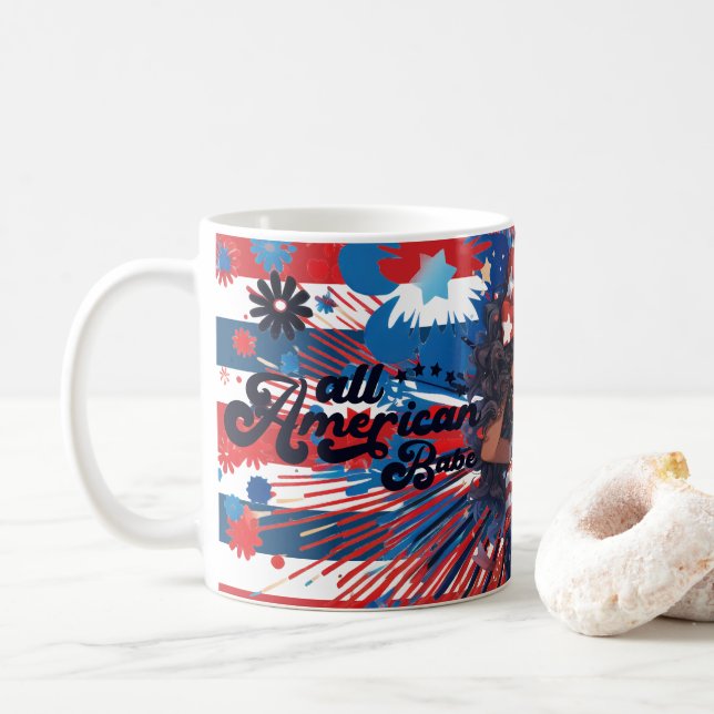 Retro All American Babe-4:e juli Cute Girls Kaffemugg (Med munk)
