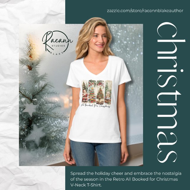 Retro All bokat för jul V-Nacke T-Shirt (Skapare uppladdad)
