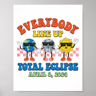 Retro All Line Up Total Solar Eclipse 2024 E Poster