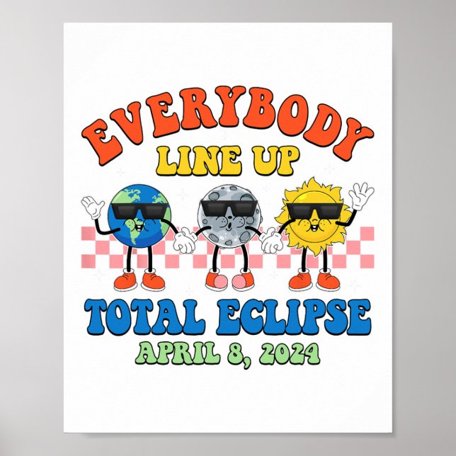 Retro All Line Up Total Solar Eclipse 2024 E Poster (Framsidan)