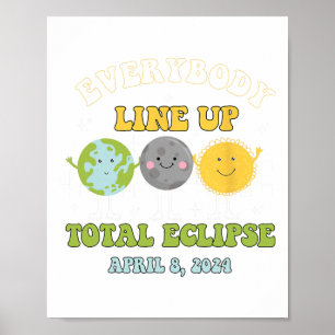 Retro All Line Up Total Solar Eclipse 2024 E Poster