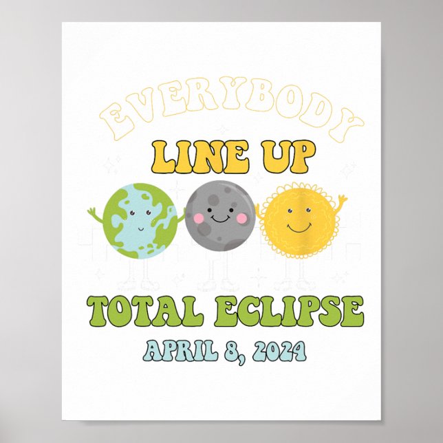 Retro All Line Up Total Solar Eclipse 2024 E Poster (Framsidan)