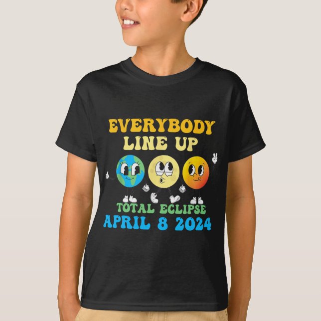 Retro All Line Up Total Solar Eclipse 2024 E T Shirt (Framsida)