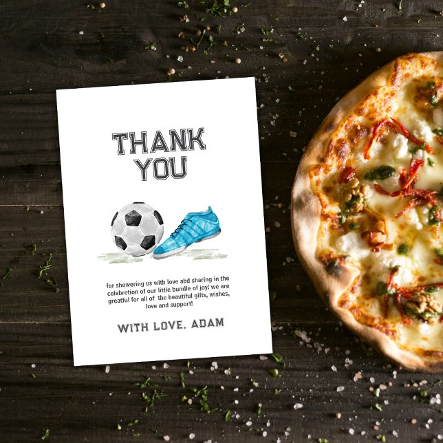 Retro All Star Soccer Sport Boy Baby Shower  Tack Kort (Retro All Star Soccer Sport Boy Baby Shower Thank You Card)