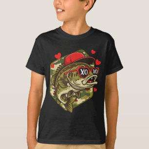 Retro Alla Hjärtans Dag B Fiske Kamouflage Fiskare T Shirt