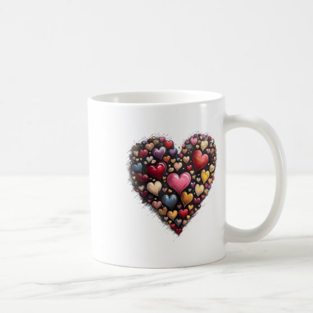 Retro Alla hjärtans dag Hearts Brushstroke Coquett Kaffemugg (Höger)