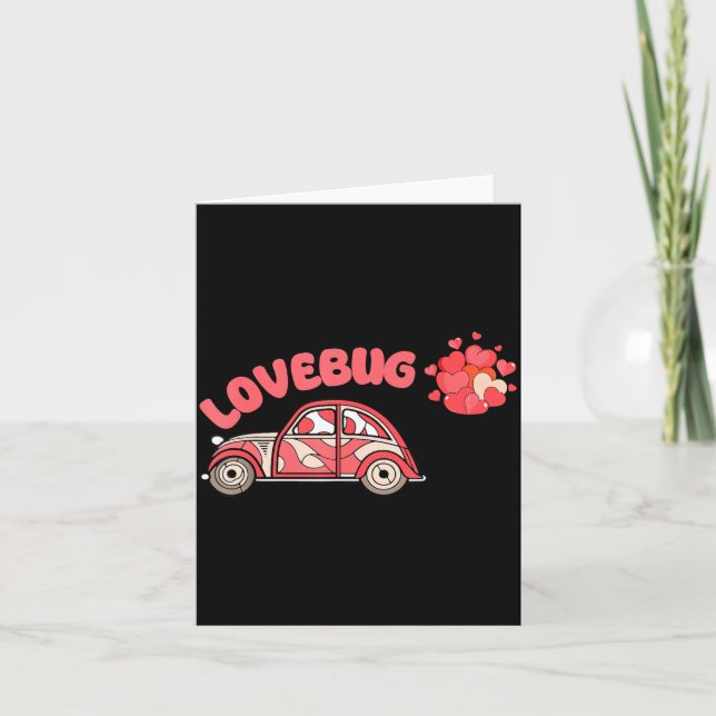 Retro Alla Hjärtans Dag Lovebug Hjärtat Groovy All Kort (Framsida)