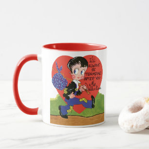 Retro Alla hjärtans dag, Vintage luffarpojke hjärt Mugg