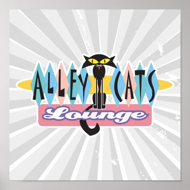 retro alley cat lounge-tecken poster (Framsidan)