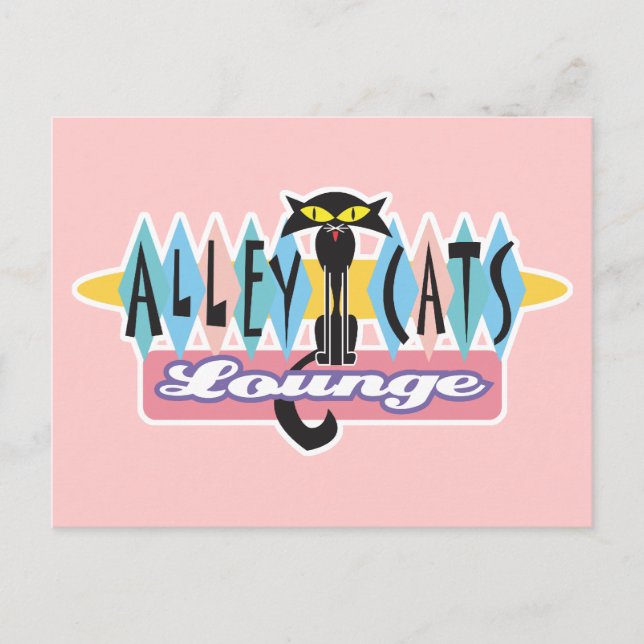 retro alley cats lounge skylt vykort (Framsida)