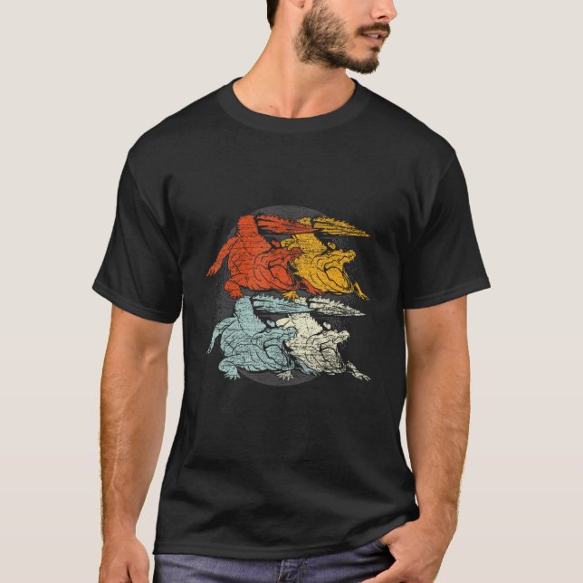 Retro Alligator Crokodile T Shirt (Framsida)