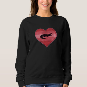 Retro Alligator Valentines day Heart Kärlek Womens T Shirt