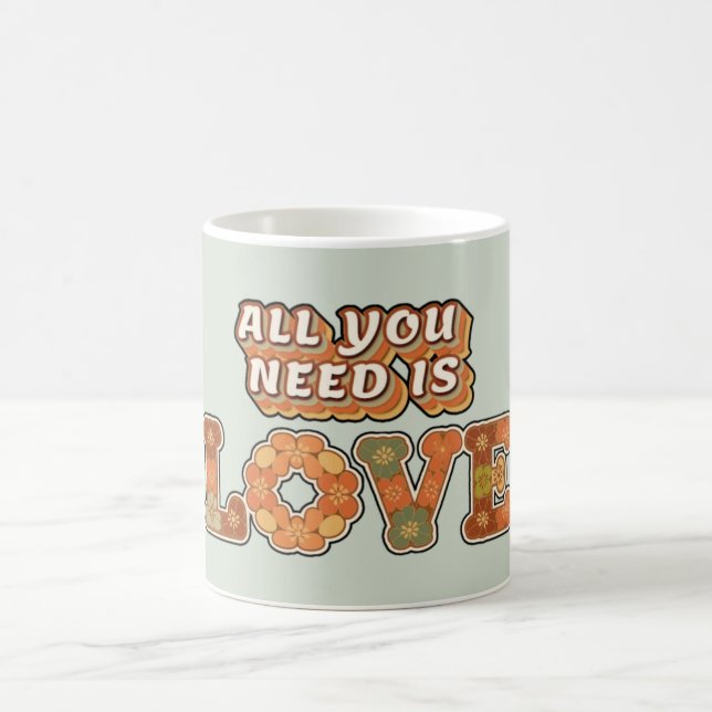 Retro "Allt du behöver är Kärlek" Kaffemugg (Center)