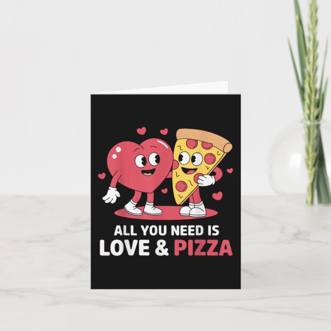 Retro Allt Du Behöver Är Kärlek Och Pizza Roligt V Kort (Framsida)