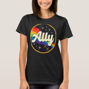 Retro Ally Lgbtq 70s Gay pride Flagga Lgbt T Shirt