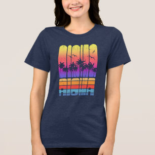 Retro Aloha Handflatan Träd Beach Family Vacation T Shirt