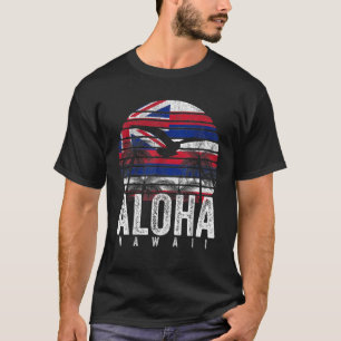 Retro Aloha Hawaii Flagga Hawaiian Island Vintage  T Shirt