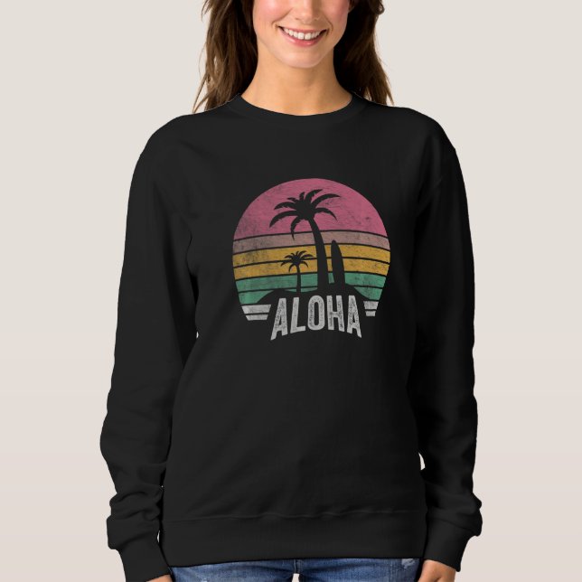 Retro Aloha Hawaii Hawaiian Island Handflatan Beac T Shirt (Framsida)