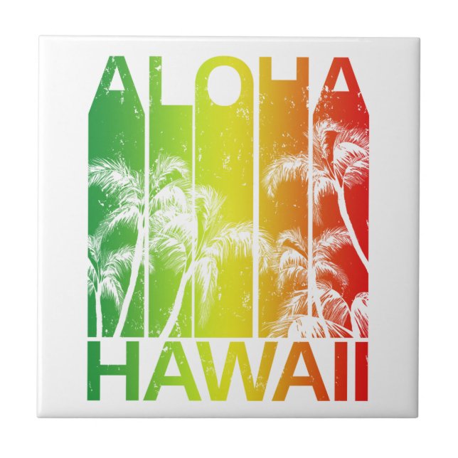 Retro Aloha Hawaii öar Kakelplatta (Framsidan)