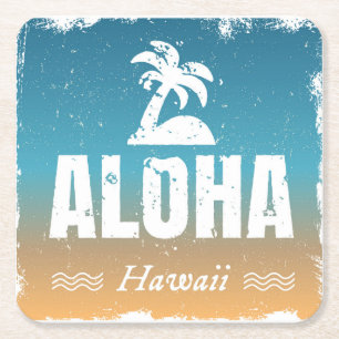 Retro Aloha Hawaii Underlägg Papper Kvadrat