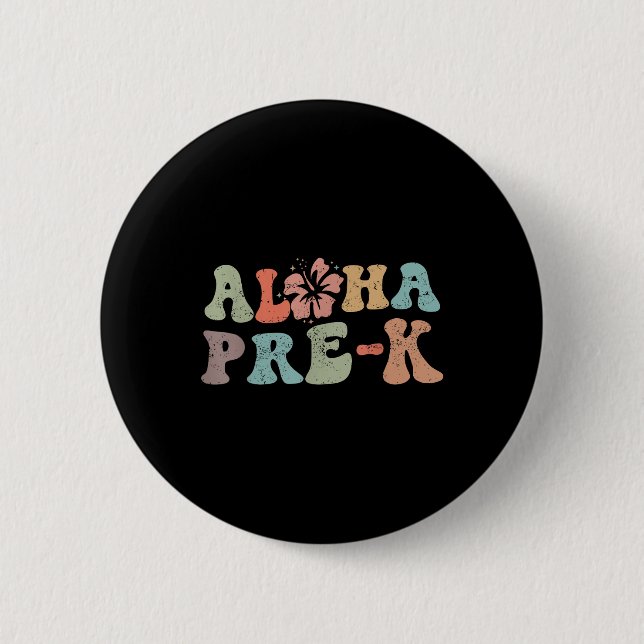 Retro Aloha Pre k Teacher Summer Vacation Beach Ha Knapp (Framsida)