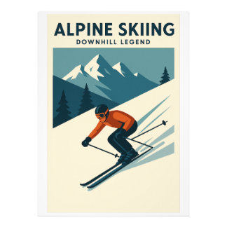 Retro Alpine Skiing Wall Art – Downhill Ski Legend Fototryck