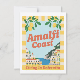 Retro Amalfi-kusten Italien Lever la Dolce Vita Vykort