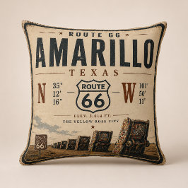 Retro Amarillo Rutt 66 Koordinater Kudde