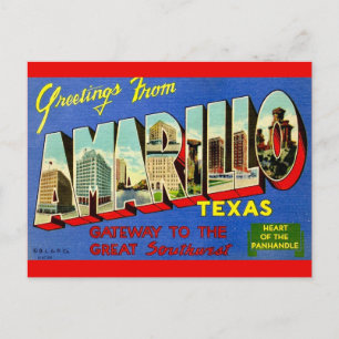 Retro Amarillo TX vykort