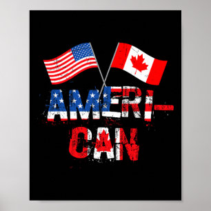 Retro Ameri-can Kanada Usa Flag Patriotisk Kanaden Poster