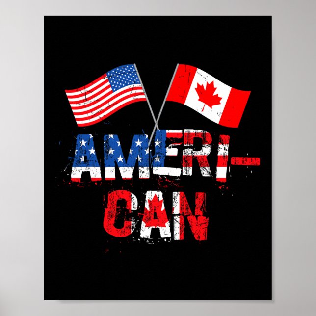 Retro Ameri-can Kanada Usa Flag Patriotisk Kanaden Poster (Framsidan)
