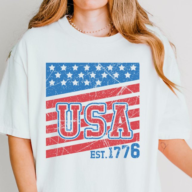Retro America Flagga USA Family 4 juli T Shirt (Skapare uppladdad)