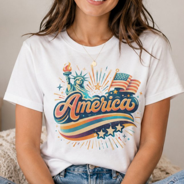 Retro America Patriotisk T-shirt (Skapare uppladdad)