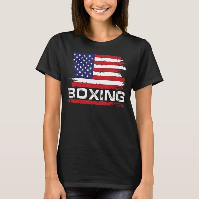 Retro American Boxing Apparel US Flagga Boxer T Shirt (Framsida)