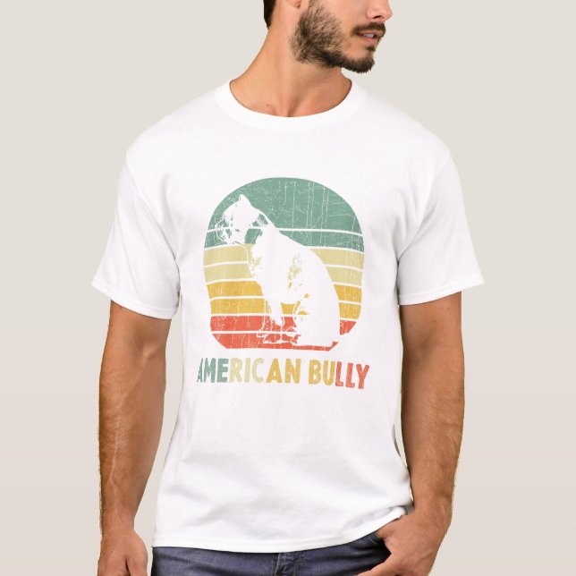 Retro American Bully T Shirt Pitty Pitties Bulldog (Framsida)