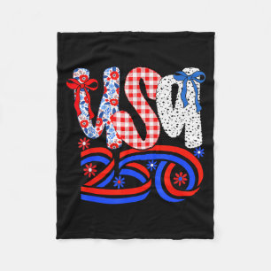Retro American Coquette Bow 250 Flag T-shirt, 4:e Fleecefilt