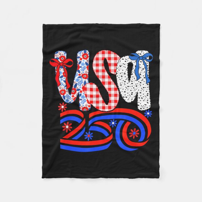 Retro American Coquette Bow 250 Flag T-shirt, 4:e  Fleecefilt (Framsidan)