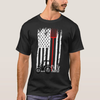 Retro American Flag Tractor Men Women Tractor Farm T Shirt