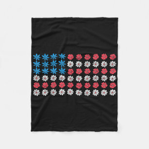 Retro American Flagga 4:e juli Patriotic Daisy Fl Fleecefilt