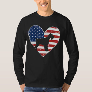 Retro American Flagga 4:e juli Schnauzer Pappa Mam T Shirt
