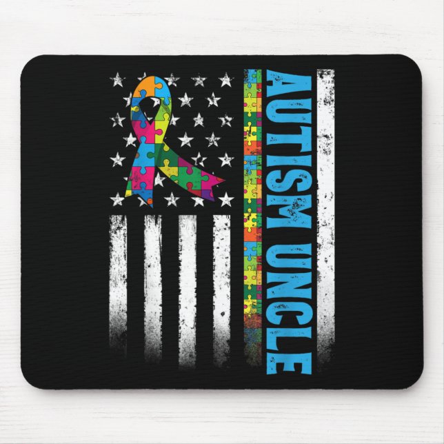 Retro American Flagga Autism farbror Awareness Musmatta (Framsidan)