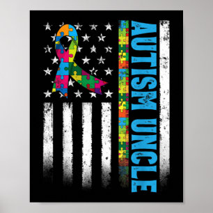 Retro American Flagga Autism farbror Awareness Poster