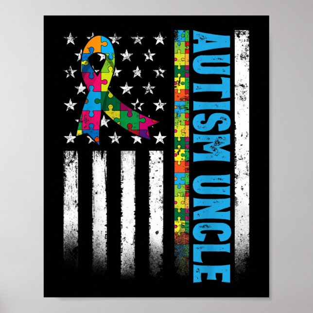 Retro American Flagga Autism farbror Awareness Poster (Framsidan)
